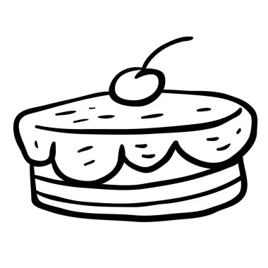 siyah ve beyaz kiraz kek çizgi film