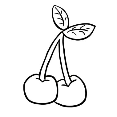 siyah ve beyaz kiraz karikatür çizimi
