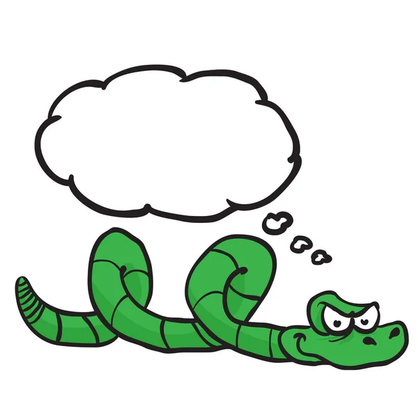 Serpent Vert Avec Bulle Pensée Dessin Animé — Image vectorielle
