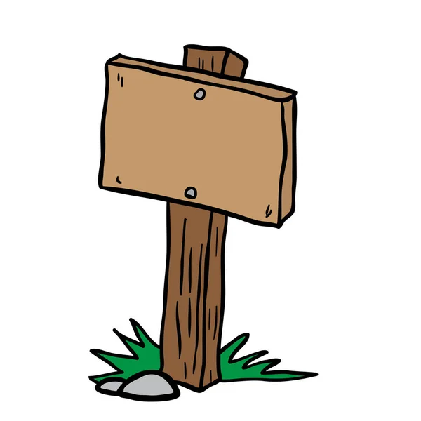 Prázdná Dřevěná Cedulka Kreslený Obrázek — Stockový vektor