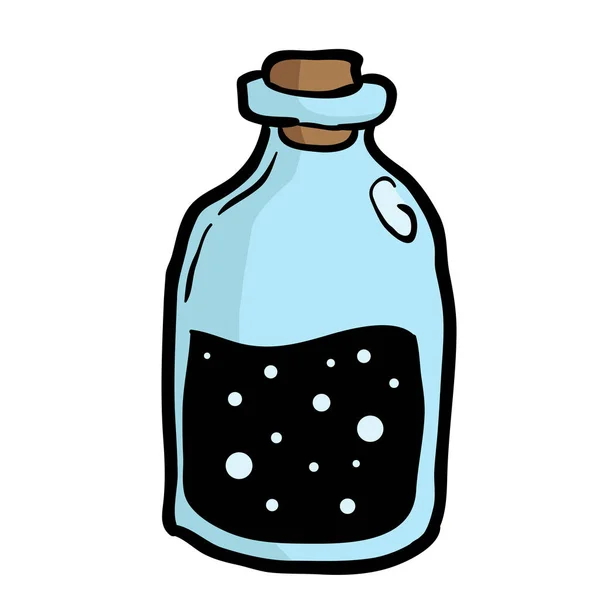 Botella Azul Con Corcho — Vector de stock