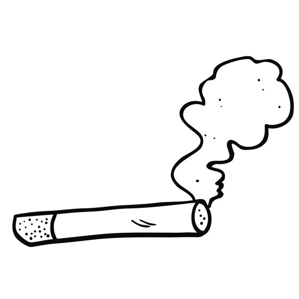 Simple Black White Cartoon Smoking Cigarette — Stock Vector