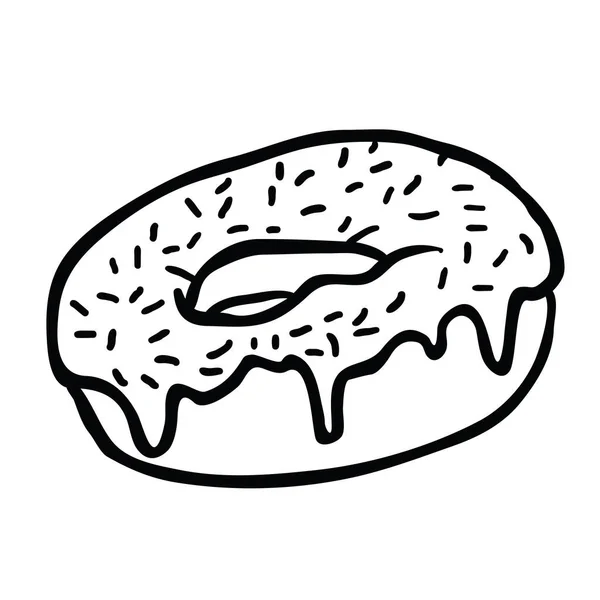 Beignet Avec Glaçure Illustration Dessin Animé Isolé Sur Blanc — Image vectorielle