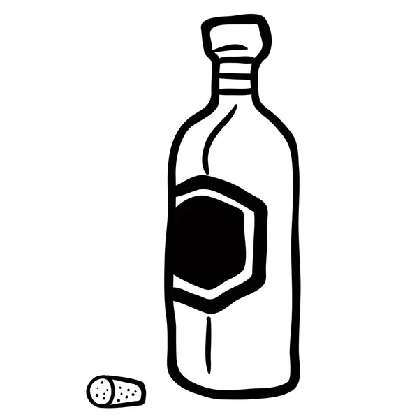Dibujos Animados Botella Blanco Negro — Vector de stock