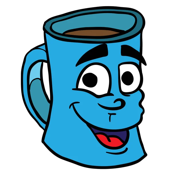 Lachende Koffie Kopje Cartoon — Stockvector