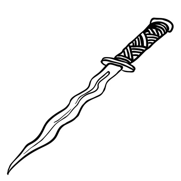 Daga Blanco Negro Cuchillo Ilustración Dibujos Animados — Vector de stock