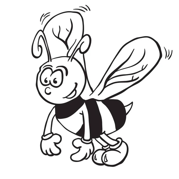 Проста Чорно Біла Ілюстрація Мультфільму Бджоли — стоковий вектор