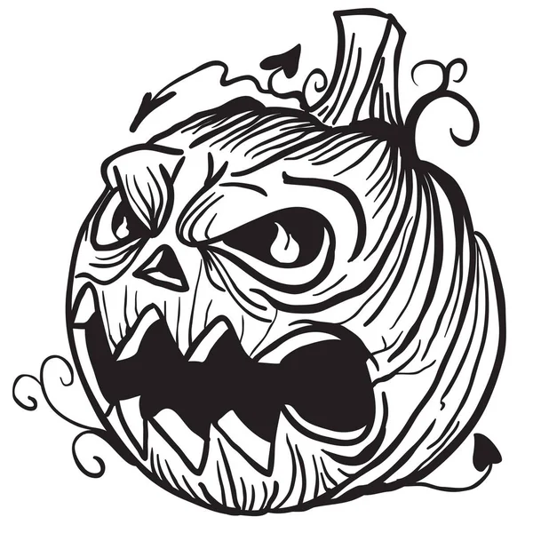 Simple Calabaza Blanco Negro Cabeza Dibujos Animados — Vector de stock