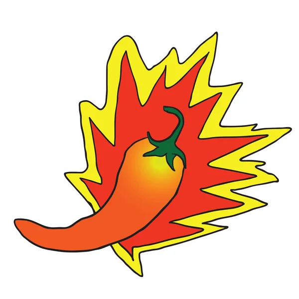 红辣椒卡通插图与爆炸的背景 — 图库矢量图片