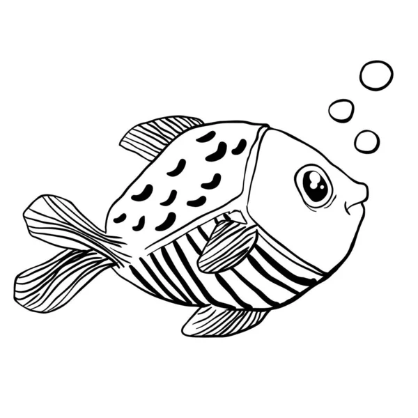 Ilustración Dibujos Animados Pequeños Peces Lindos — Vector de stock