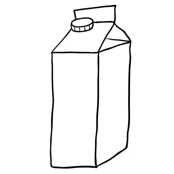 Dibujos Animados Dibujados Mano Alzada Blanco Negro Ilustración Cartón Leche — Vector de stock