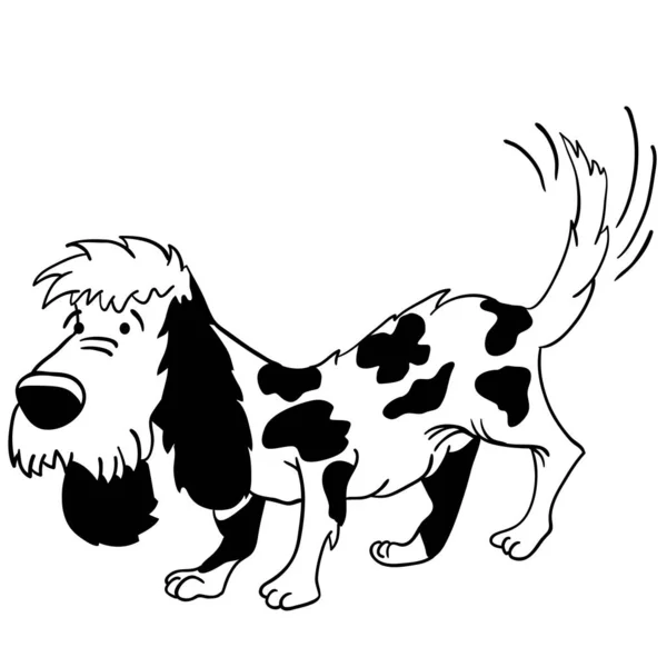 Black White Dog Cartoon Illustration — Stock Vector