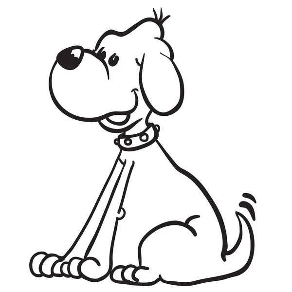 Dibujos Animados Perro Blanco Negro Simple — Vector de stock