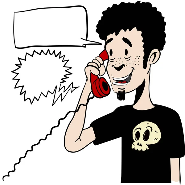 Garçon Parler Sur Téléphone Avec Des Bulles Parole Vide Dessin — Image vectorielle