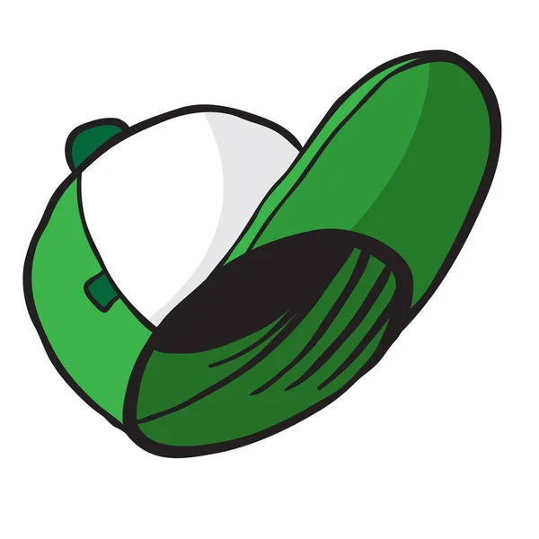 Green Cap Cartoon Illustration Isolated White — Stock Vector