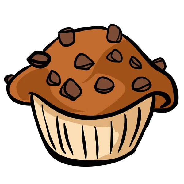 Chocolate Chip Muffin Cartoon — Stock Vector