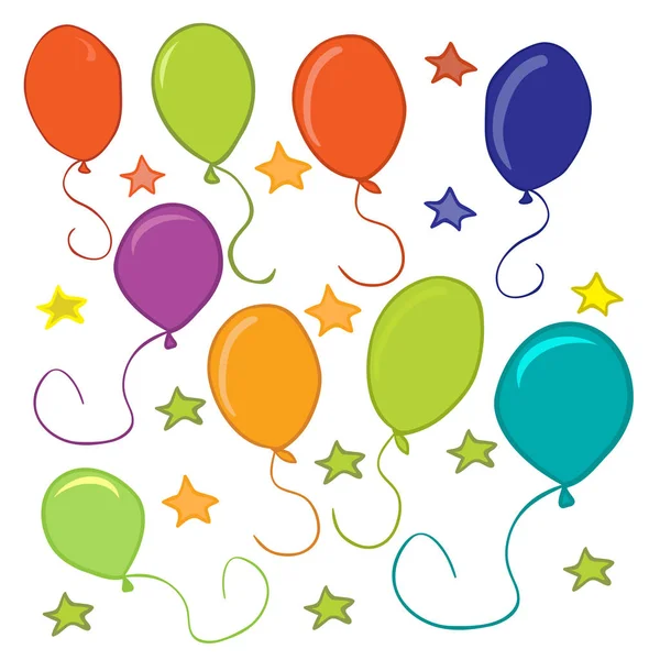 baloons ve yıldız doodle çizgi film