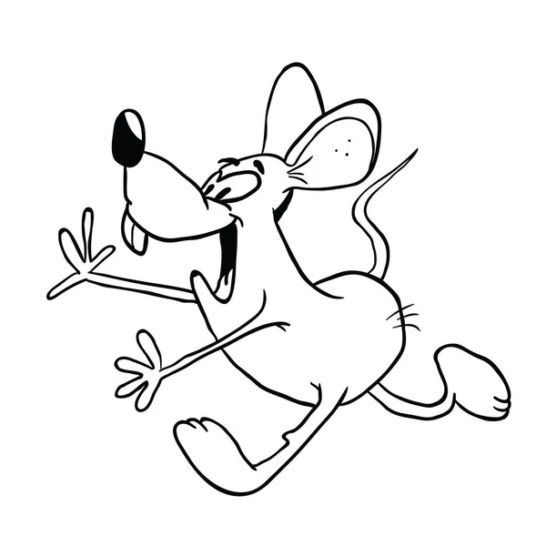 Cartone Animato Del Mouse Bianco Nero — Vettoriale Stock