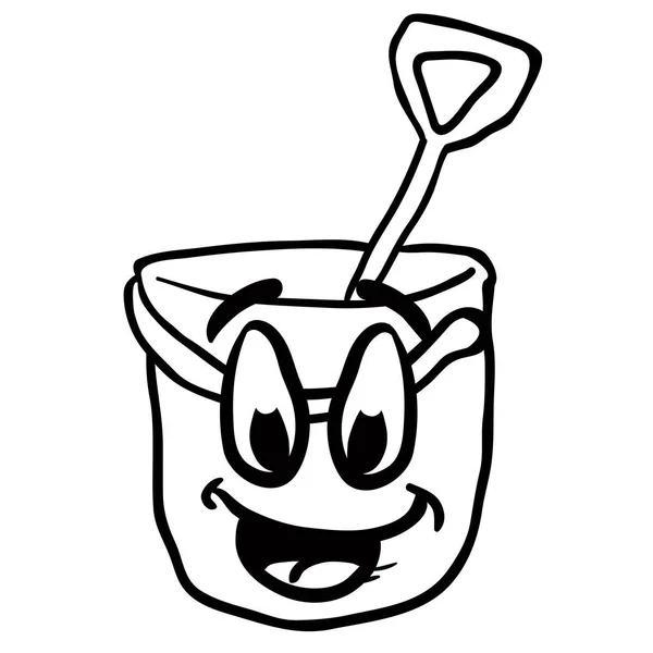 微笑的桶的黑色和白色的动画片例证 — 图库矢量图片