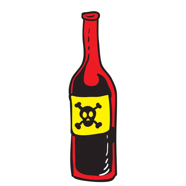 Veneno Botella Roja Ilustración Dibujos Animados — Vector de stock