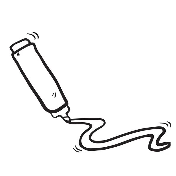 Simples Preto Branco Mão Livre Desenhado Caneta Marcador Cartoon — Vetor de Stock