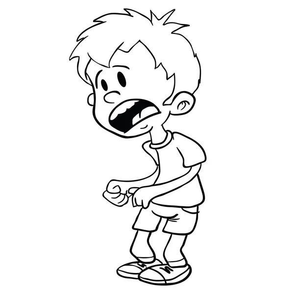 Spaventato Bambino Cartone Animato Illustrazione Isolato Bianco — Vettoriale Stock