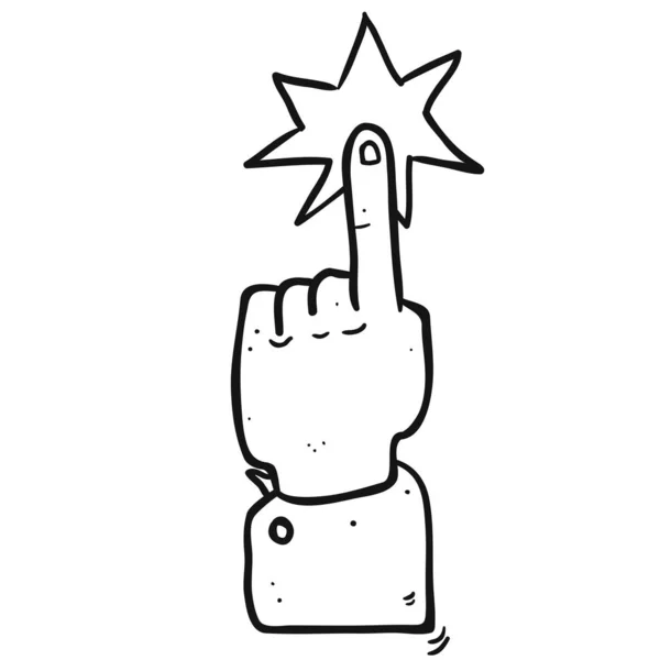 Einfacher Schwarz Weißer Freihand Cartoon Der Die Hand Zeigt — Stockvektor