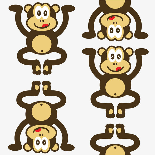 seamless cute little monkey pattern on white background