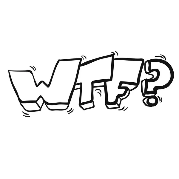 Enkla Svartvita Frihand Ritade Tecknade Wtf Symbol — Stock vektor