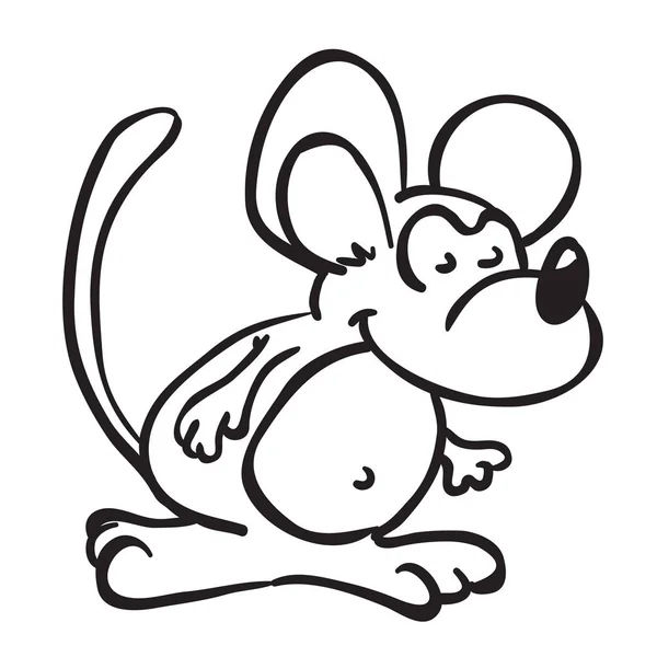 Simple Black White Mouse Cartoon — Stock Vector