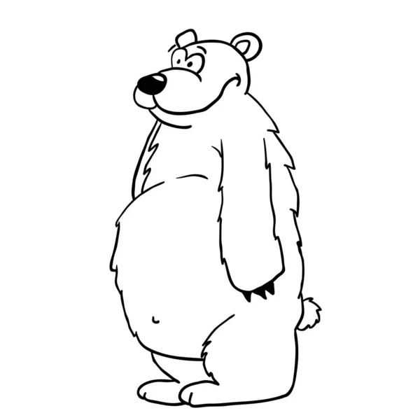 Black White Bear Cartoon — Stock Vector