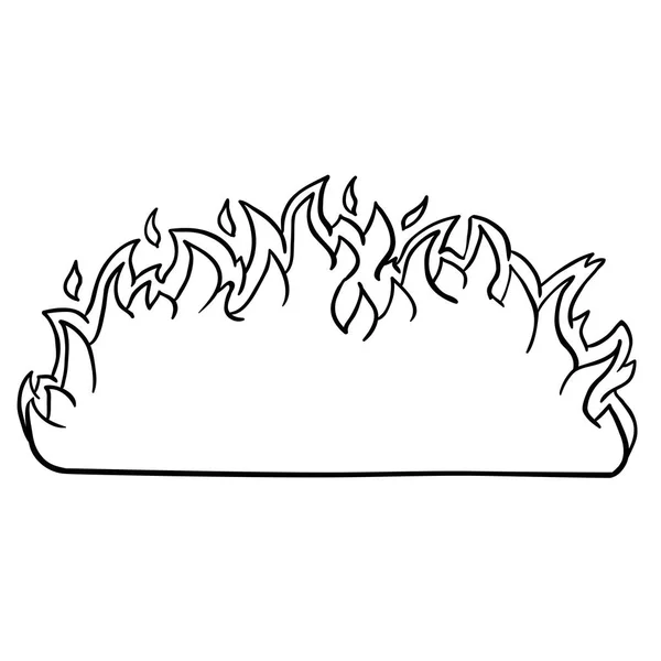 Bianco Nero Fuoco Bordo Cartone Animato Illustrazione — Vettoriale Stock