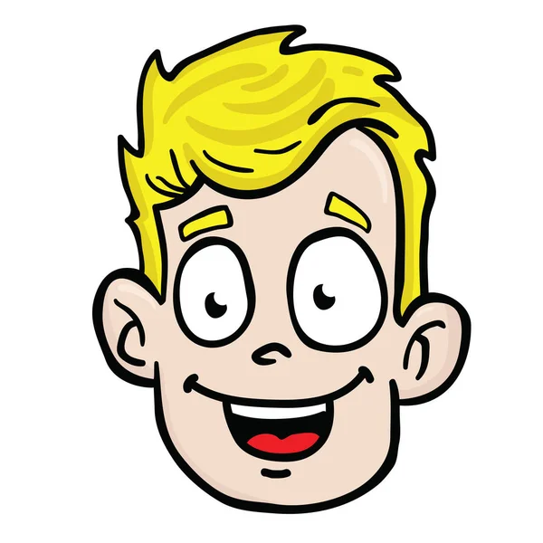 Homem Com Rosto Feliz Desenho Animado Ilustração Isolado Branco — Vetor de Stock