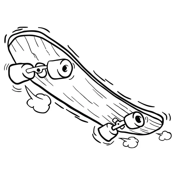 Ilustración Dibujos Animados Skate Madera Aislada Blanco — Vector de stock
