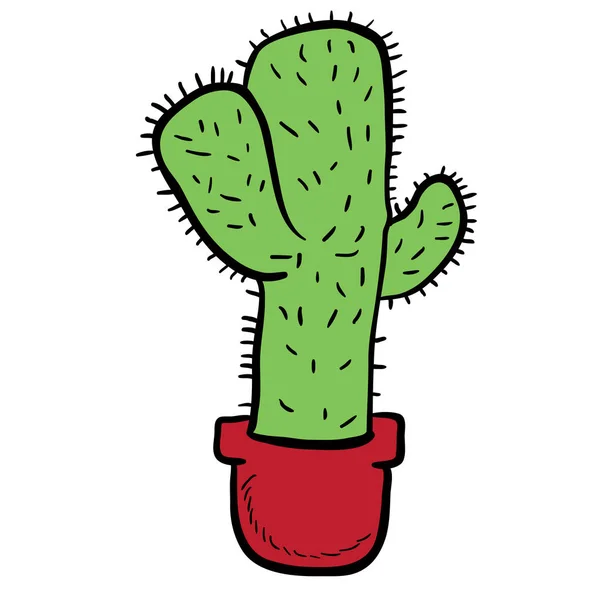 Illustrazione Mano Libera Del Cartone Animato Cactus — Vettoriale Stock