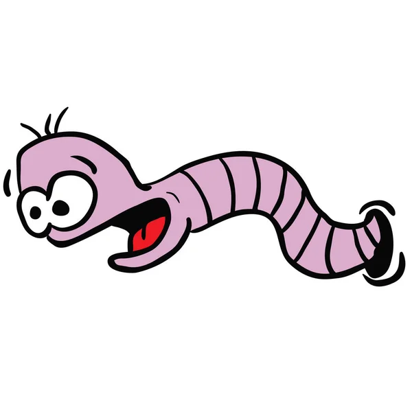 Grappige Cartoon Worm Geïsoleerd Wit — Stockvector