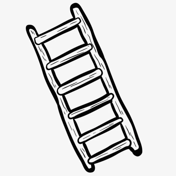 Eenvoudige Zwart Wit Freehand Getekende Cartoon Ladder — Stockvector