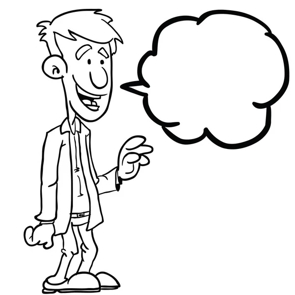 Homem Terno Com Falando Bolha Desenho Animado Ilustração Isolado Branco — Vetor de Stock