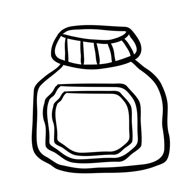 Preto Branco Geléia Jar Cartoon —  Vetores de Stock