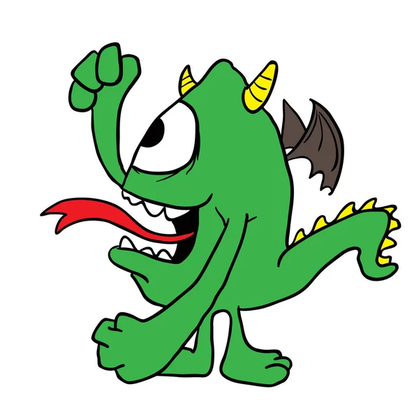 Monster Cartoon Geïsoleerd Wit — Stockvector