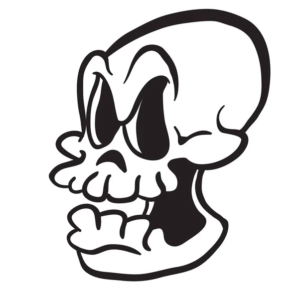 Calavera Dibujos Animados Blanco Negro — Vector de stock