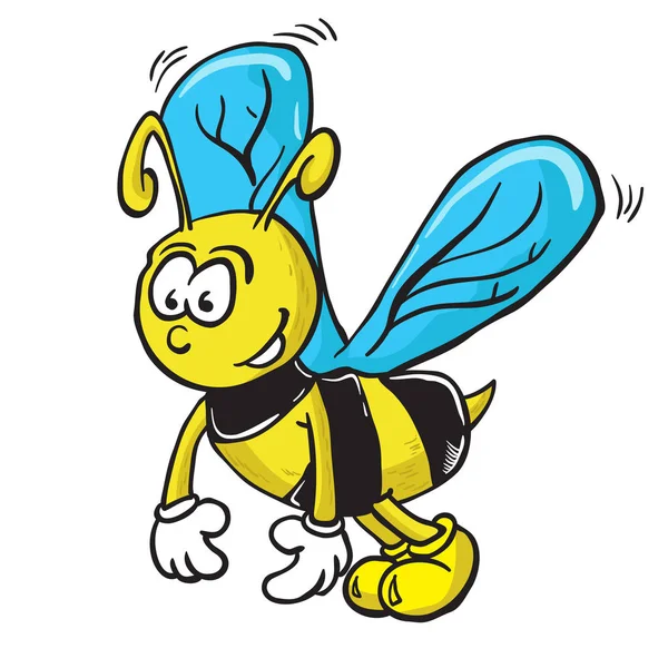 Illustrazione Bee Cartone Animato Isolato Bianco — Vettoriale Stock