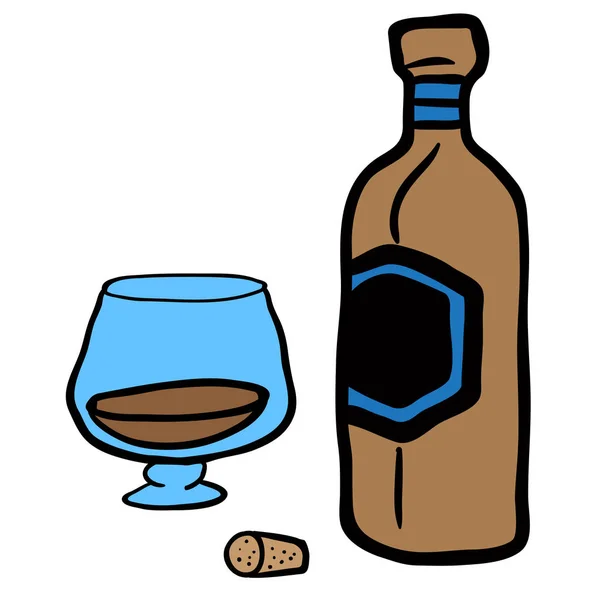 Μπουκάλι Και Ποτήρι Κινουμένων Σχεδίων — Διανυσματικό Αρχείο