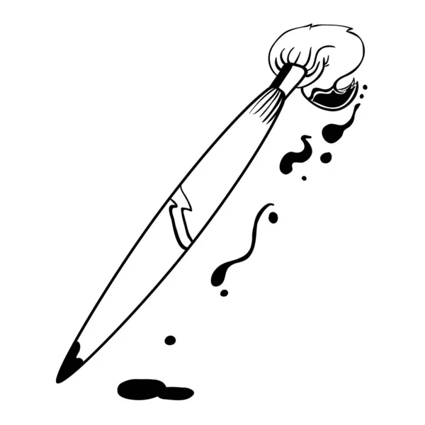 Einfacher Schwarz Weißer Pinsel Cartoon — Stockvektor