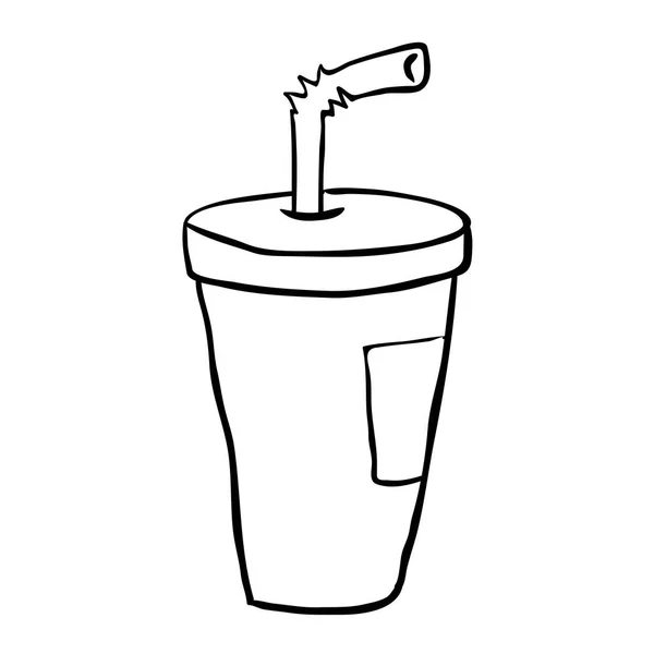 Einfache Schwarz Weiße Freihändig Gezeichnete Cartoon Soda — Stockvektor