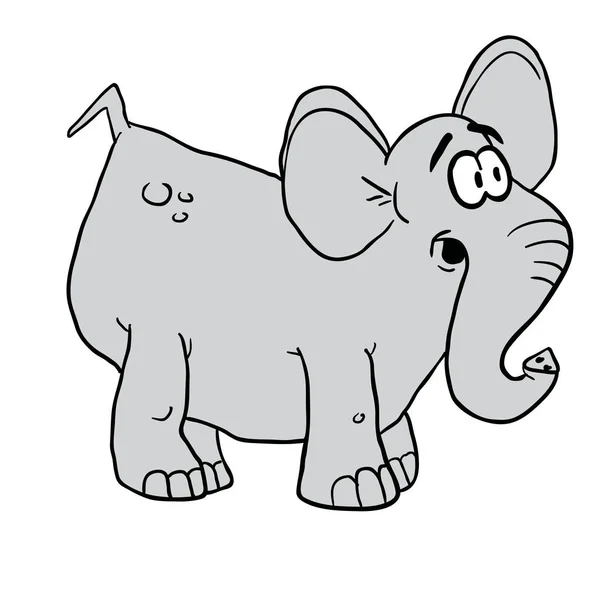 Olifant Cartoon Geïsoleerd Wit — Stockvector