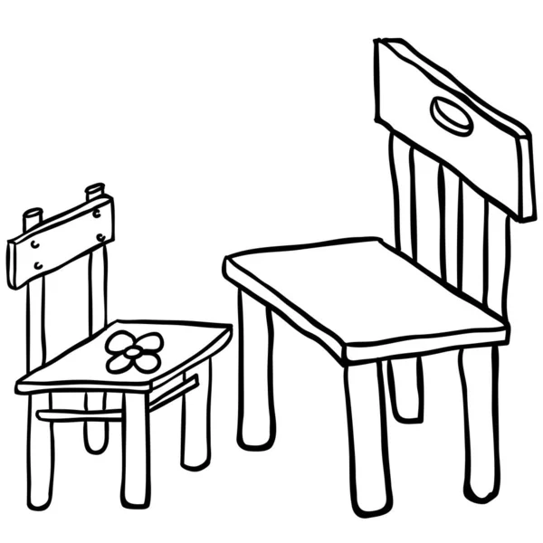 Simples Preto Branco Cadeiras Desenhos Animados —  Vetores de Stock