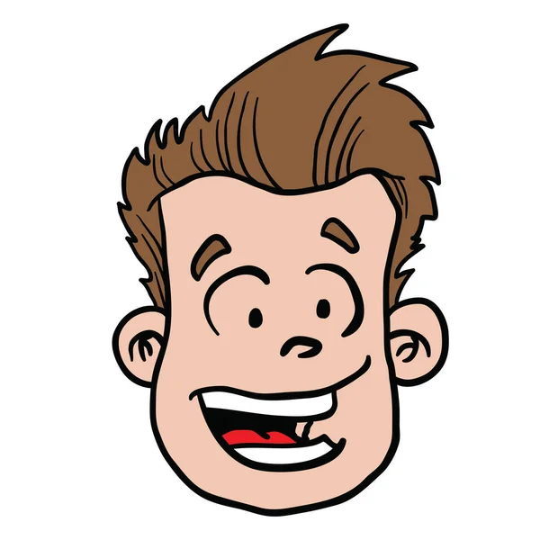 Muž Šťastné Tváře Kreslené Ilustrace Izolované Bílém — Stockový vektor