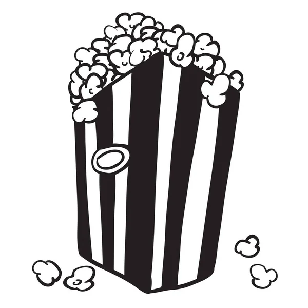 siyah ve beyaz torba patlamış mısır çizgi film