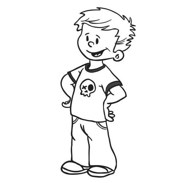 Sorridente Menino Desenho Animado Ilustração Isolado Branco —  Vetores de Stock